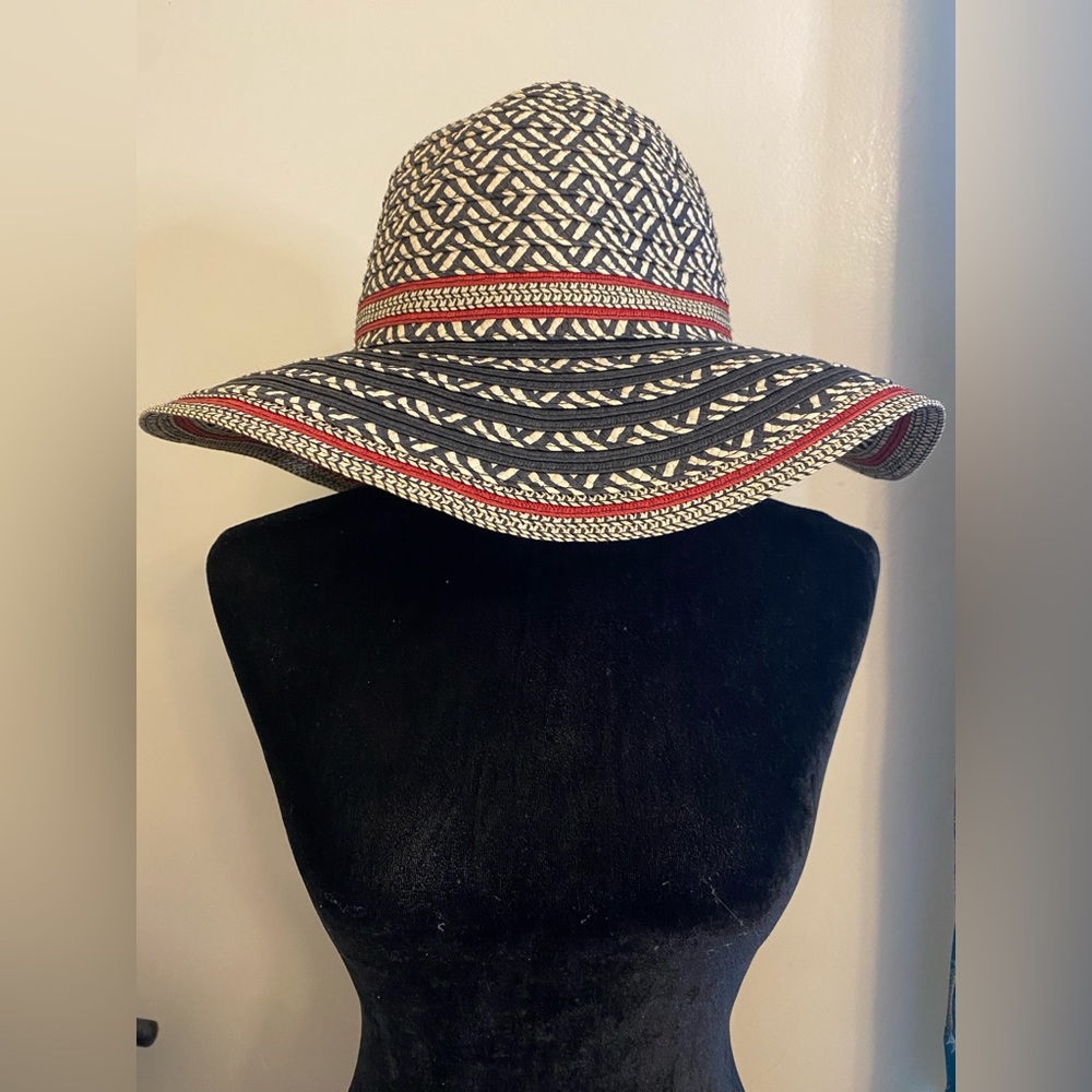 I.N.C Hat black red and Tan Adjustable strap for head size.